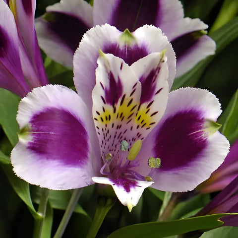 Bicolor White And Purple Alstroemeria Stem - Image