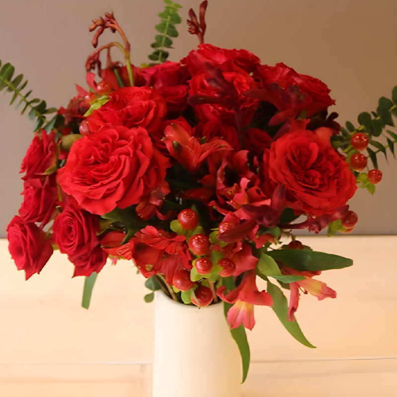 Red Alstroemeria Day Bouquet Vase - Image