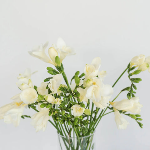 White Designer Freesia Flower Vase - Image