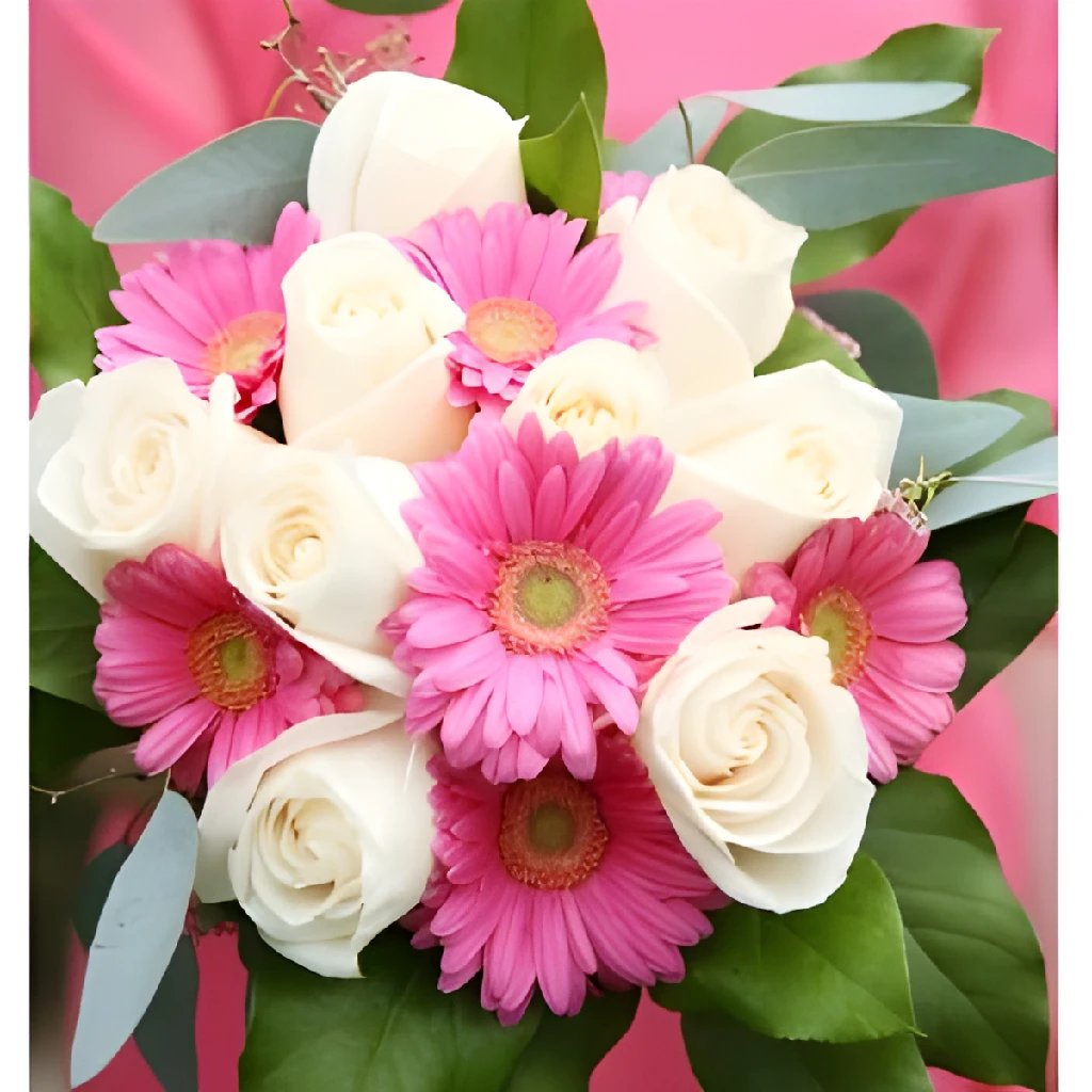 Gerbera, Rose & Cornflower Silk Flower Arrangement