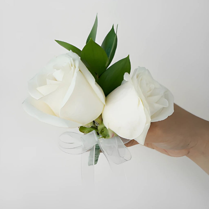 Modern Ivory Rose Boutonniere and Corsage Pack