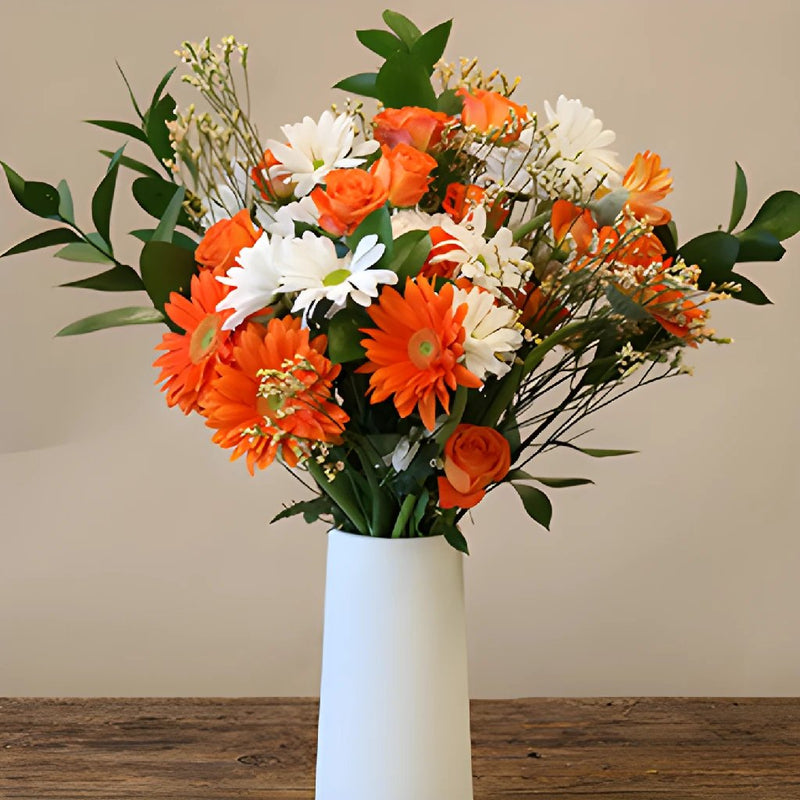 Monochromatic Orange DIY Flower Kit In a Vase