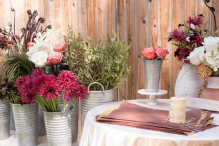 fall bouquet bar with magenta and neutral colored flowers