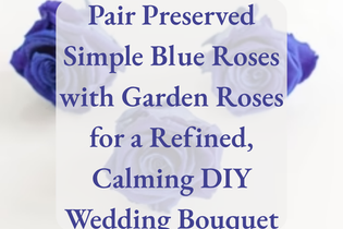 Pair Preserved Simple Blue Roses with Garden Roses for a Refined, Calming DIY Wedding Bouquet