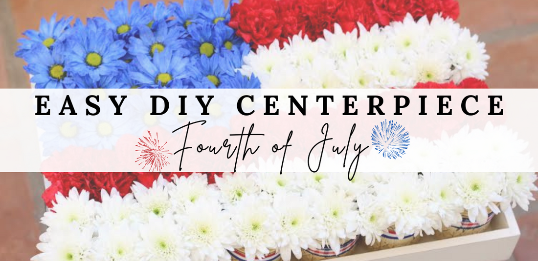 Red, white and blue easy DIY centerpiece.