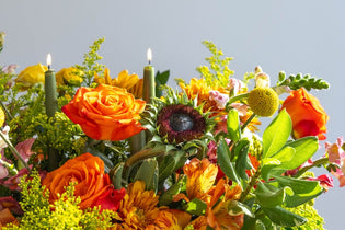 Orange, green, and yellow Thanksgiving Centerpiece
