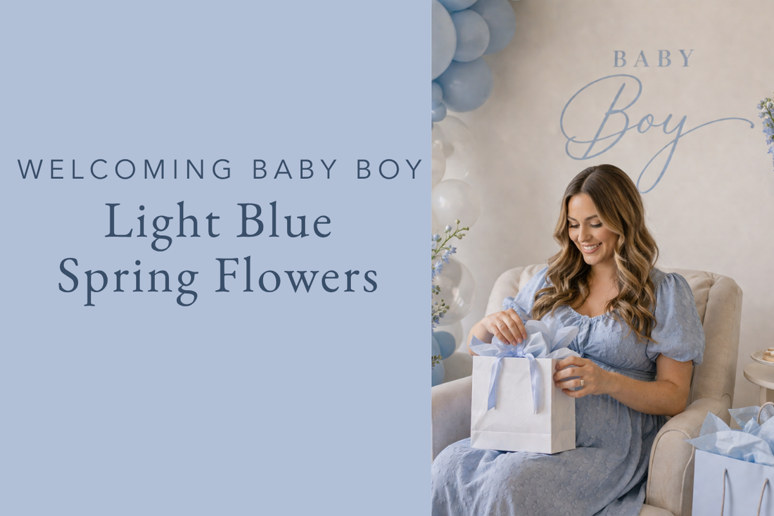 Welcoming a Baby Boy with Light Blue Spring Flowers
