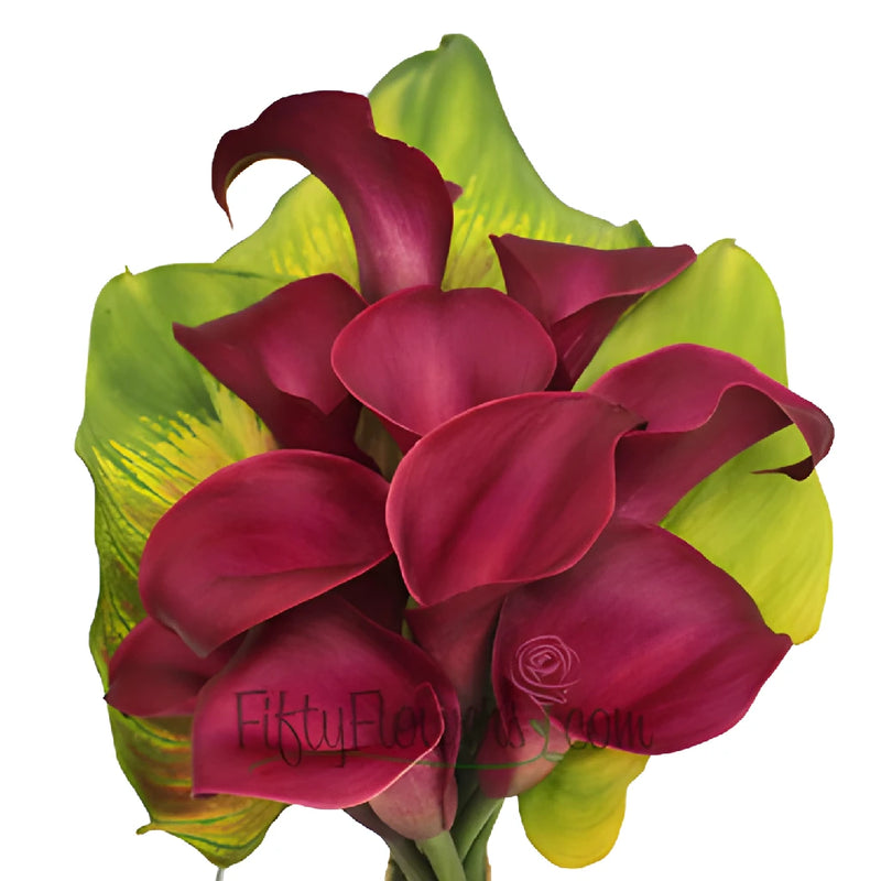 10 Mini Calla Lilies and Leaf Centerpieces