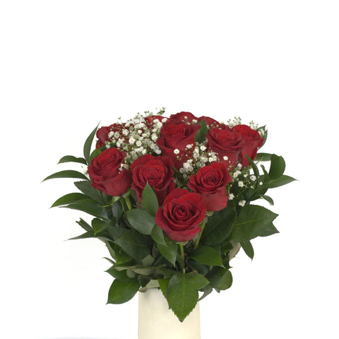 12 Long Stem Roses Valentines Day Bouquets Delivered Arrangements Vase - Image