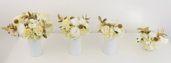 Modern Holiday Glam Gold Flower Centerpiece