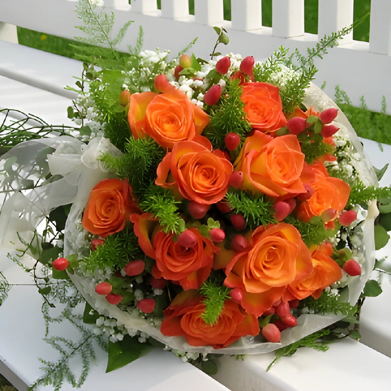 Bright Orange Rose Wedding Pack up close