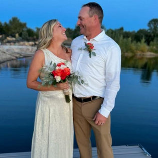 Sunset Orange and Pink Lakeside Wedding