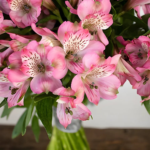 Alstroemeria Spiral Valentines Flower Arrangement Close Up - Image