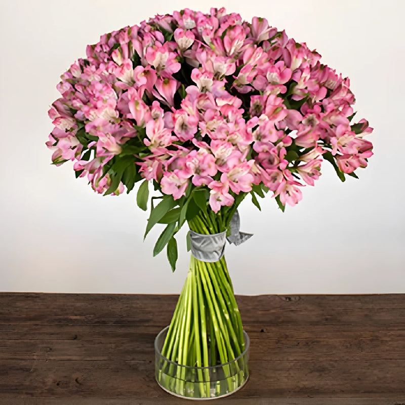 Alstroemeria Spiral Valentines Flower Arrangement Vase - Image