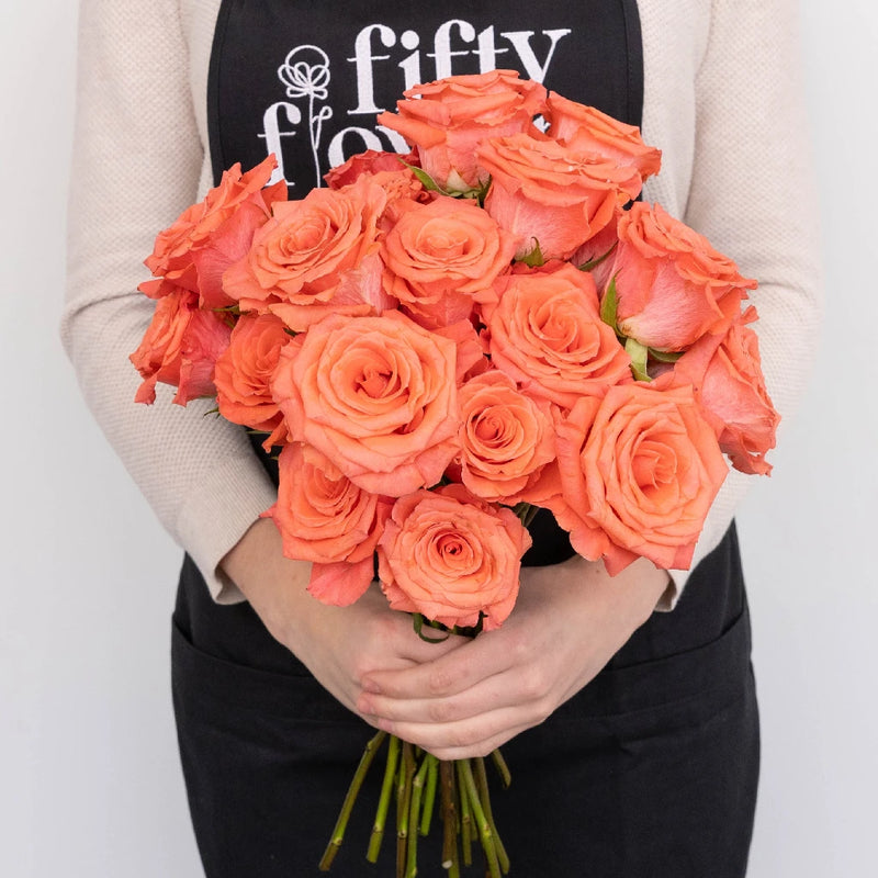 Amsterdam Hot Coral Pink Rose Apron - Image