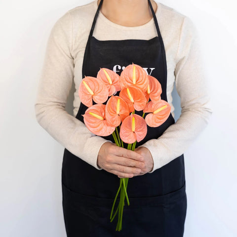 Anthurium Peach Tropical Flower Apron - Image