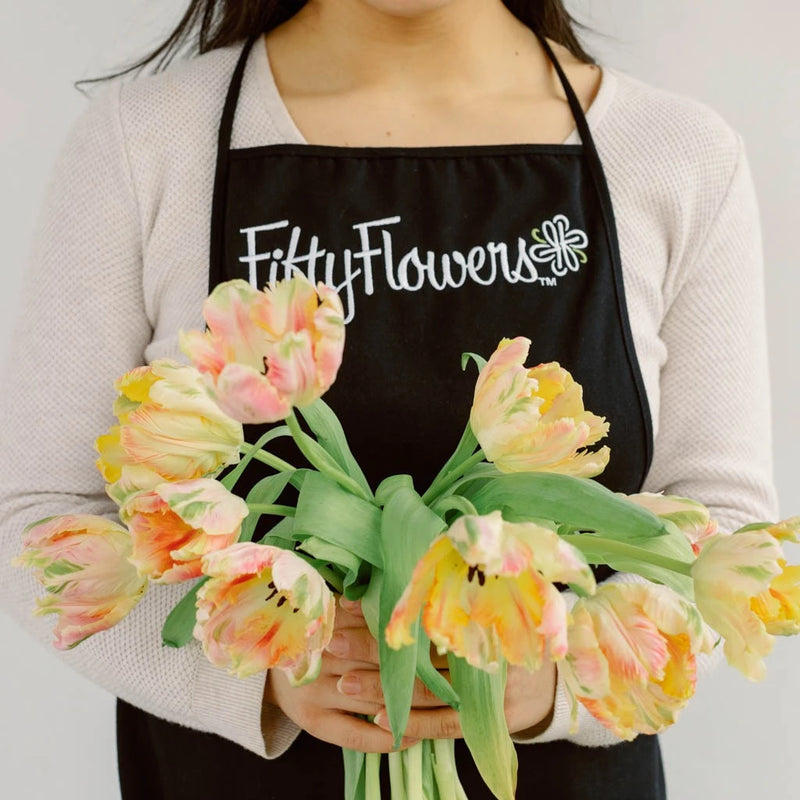 Apricot Parrot Tulip Flower Apron - Image