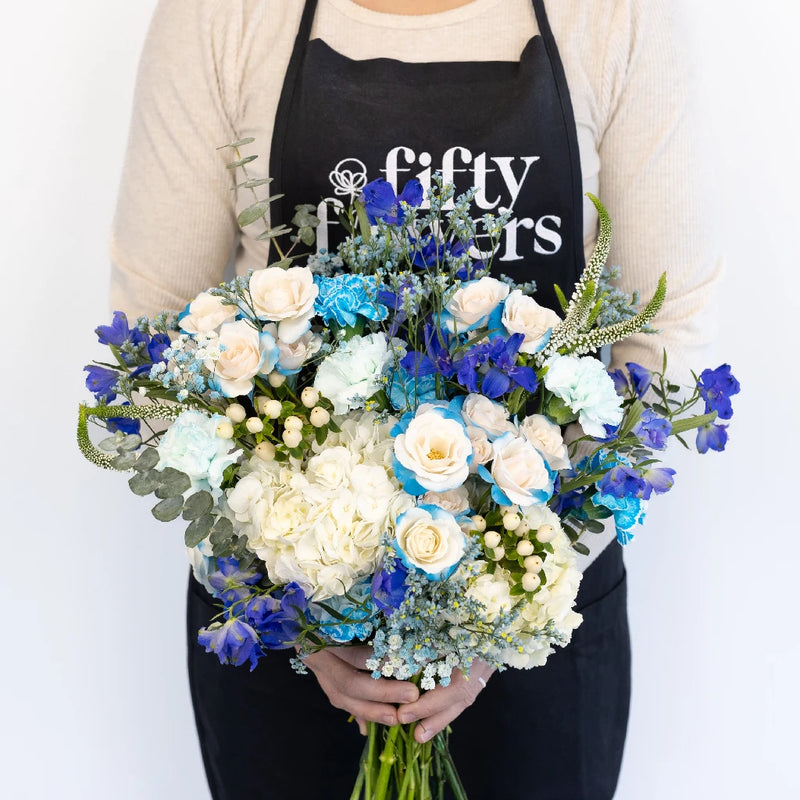Aqua Blue Flower Centerpiece Apron - Image