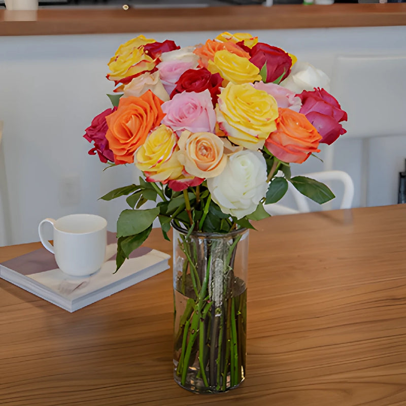 Farm Fresh Cut European Rainbow Roses