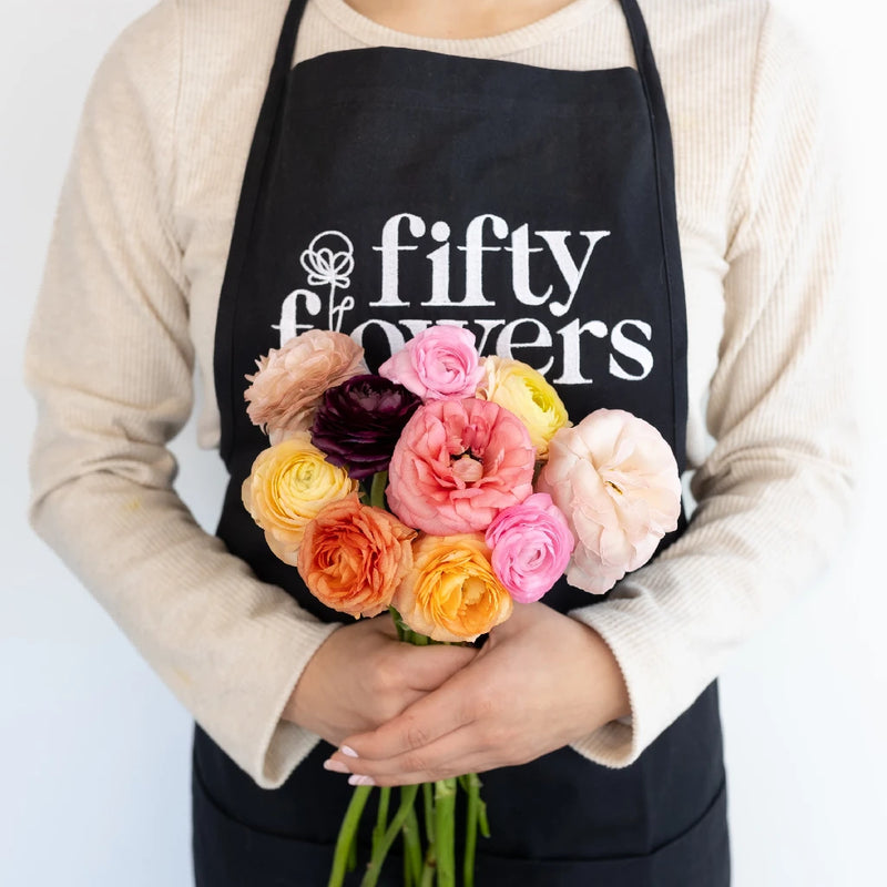 Assorted Colors Ranunculus Fresh Cut Flower Vase - Image