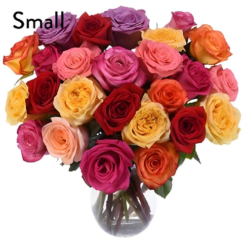Assorted Roses Gift Small Bouquet Vase - Image