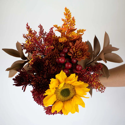 Autumn Hayride Bronzed Orange Flower in Hand