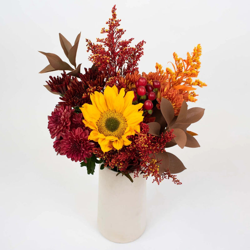Autumn Hayride Bronzed Orange Flower Bunch in Vase