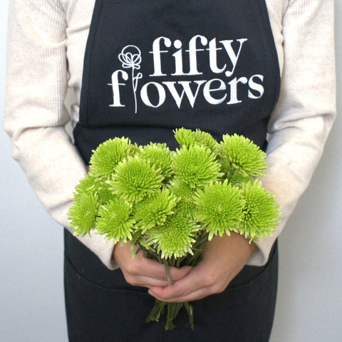 Avocado Green Novelty Chrysanthemum Apron - Image