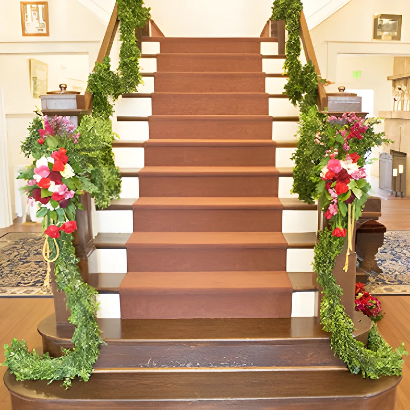Baby Eucalyptus and Salal Greens GarlandBaby Eucalyptus and Salal Greens Wholesale Greenery Garland on Staircase