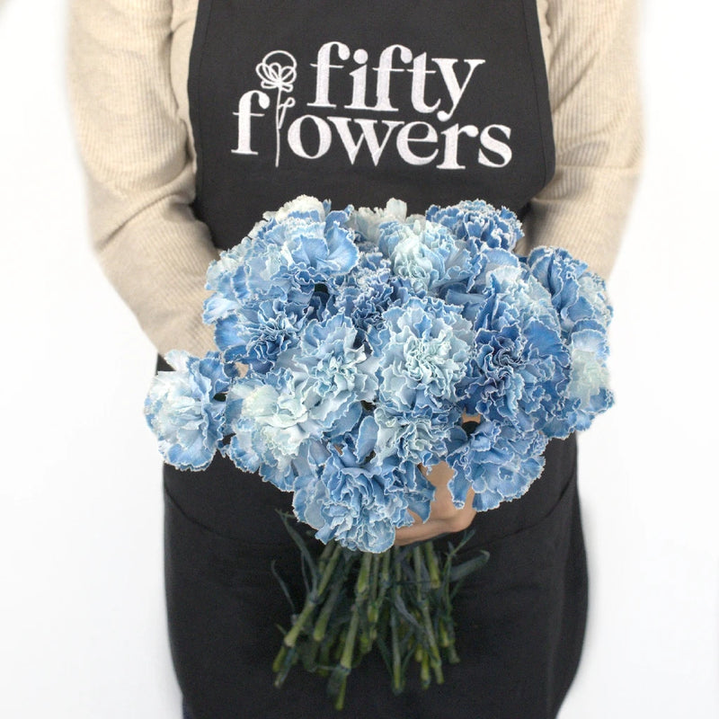 Baby Shower Blue Flower Carnation Apron - Image