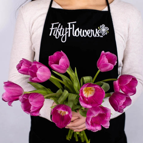 Barcelona Pink Bulk Tulips Apron - Image
