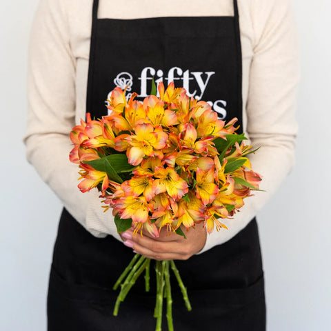 Bicolor Orange And Yellow Peruvian Lilies Apron - Image