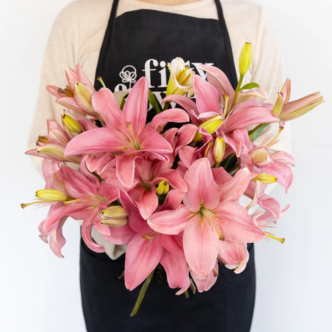 Bicolor Pink And White Asiatic Lily Apron - Image