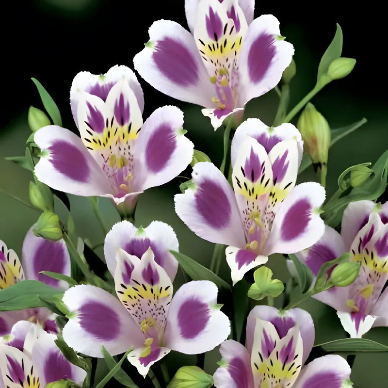 Bicolor White And Purple Alstroemeria Close Up - Image