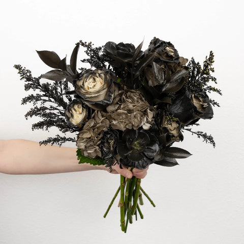 Black Velvet Flower Bouquet Hand - Image
