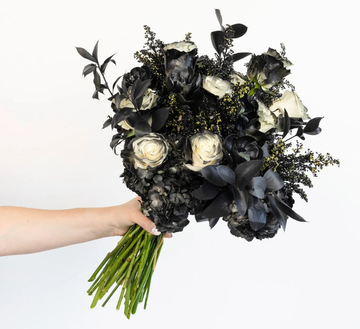Black Velvet Flower Centerpieces Close Up - Image
