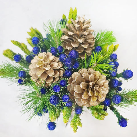 Evening Blue Pinecone Centerpieces