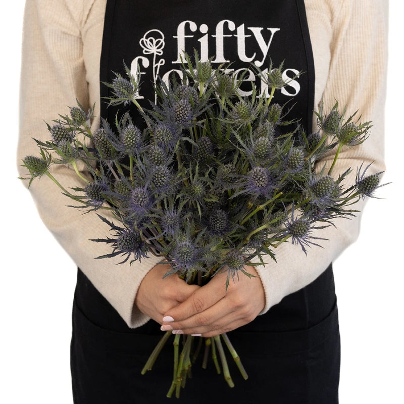 Blue Thistle Flower Apron - Image