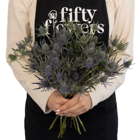 Blue Thistle Flower Apron - Image