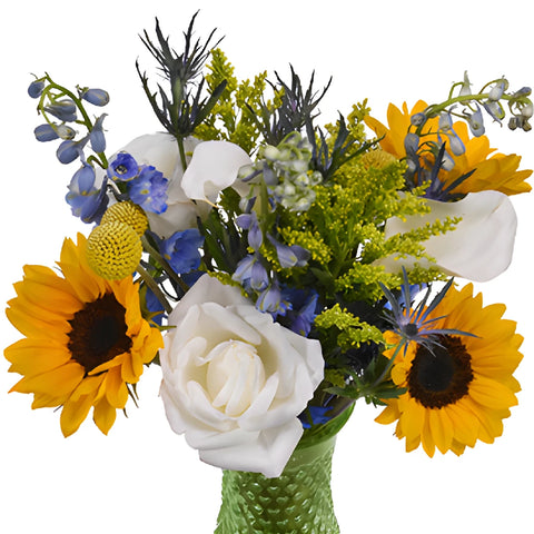 Blue Sunflower Sky Wedding Flower Centerpieces