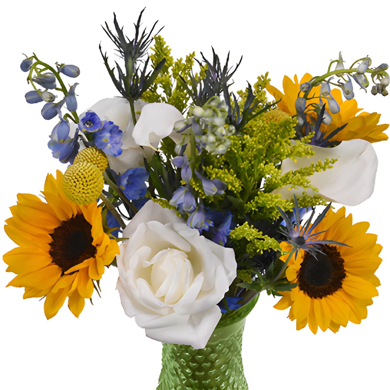 Blue Sunflower Sky Wedding Flower Centerpieces