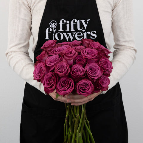 Blueberry Fresh Cut Rose Apron - Image