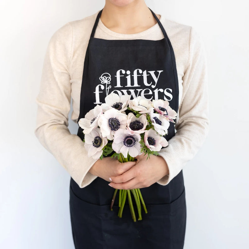 Blush White Anemones Wholesale Flowers Apron - Image
