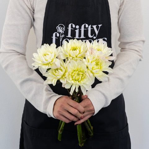 Blush White Dahlia Flower Apron - Image