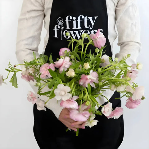 Blushing Bride Butterfly Ranunculus Flower Apron - Image