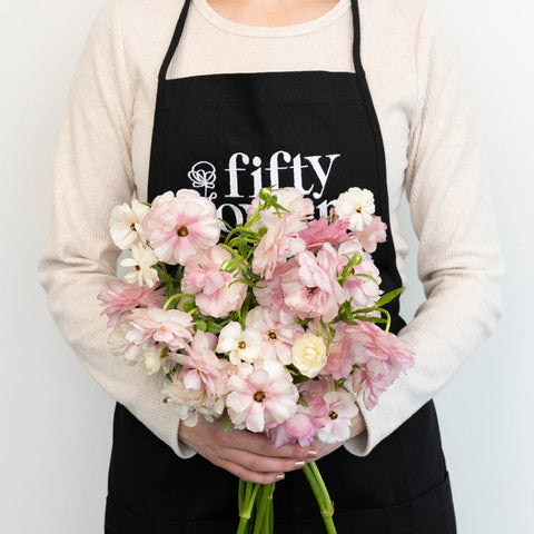 Blushing Bride Butterfly Ranunculus Flower Apron - Image