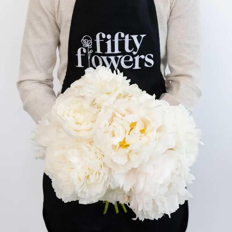 Bowl Of Cream Peonies For Mothers Day Apron - Image