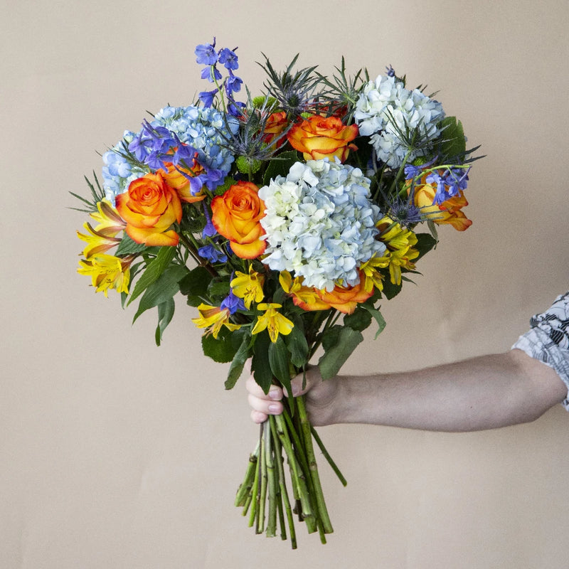 hydrangea and succulent bouquets Vibrant Hydrangea Sunset Flower Bouquet