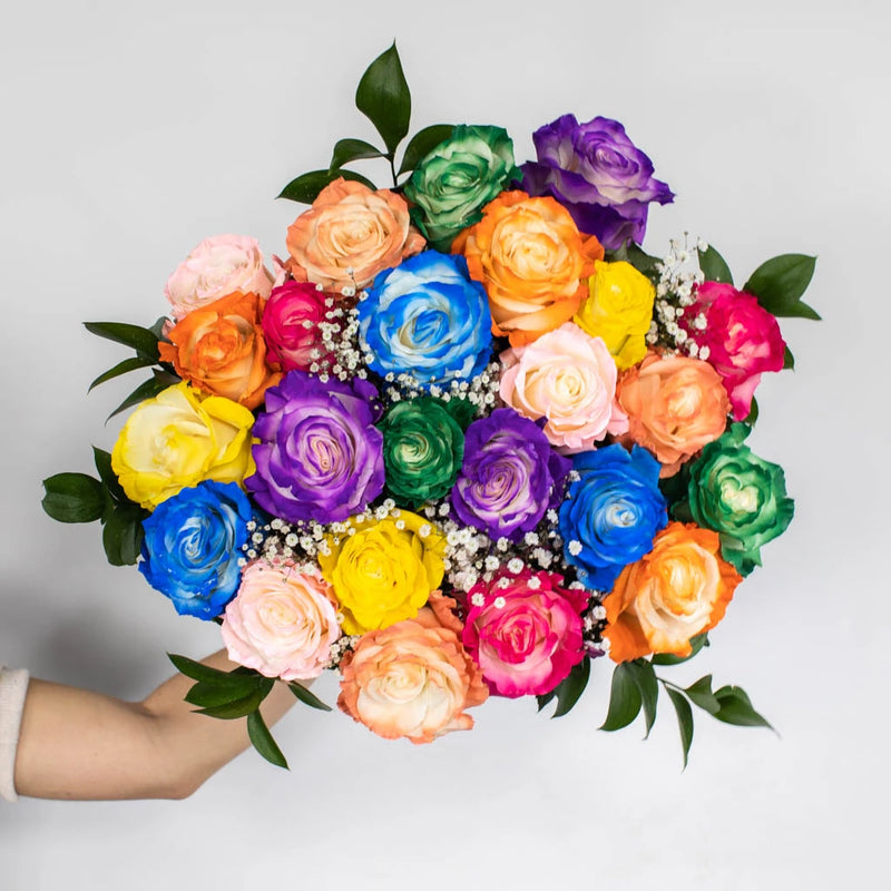 Bright Rainbow Flower Bouquet Up Close
