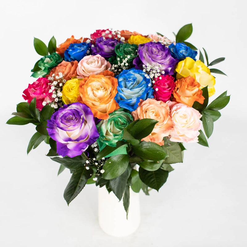 Bright Rainbow Flower Bunch in Vase